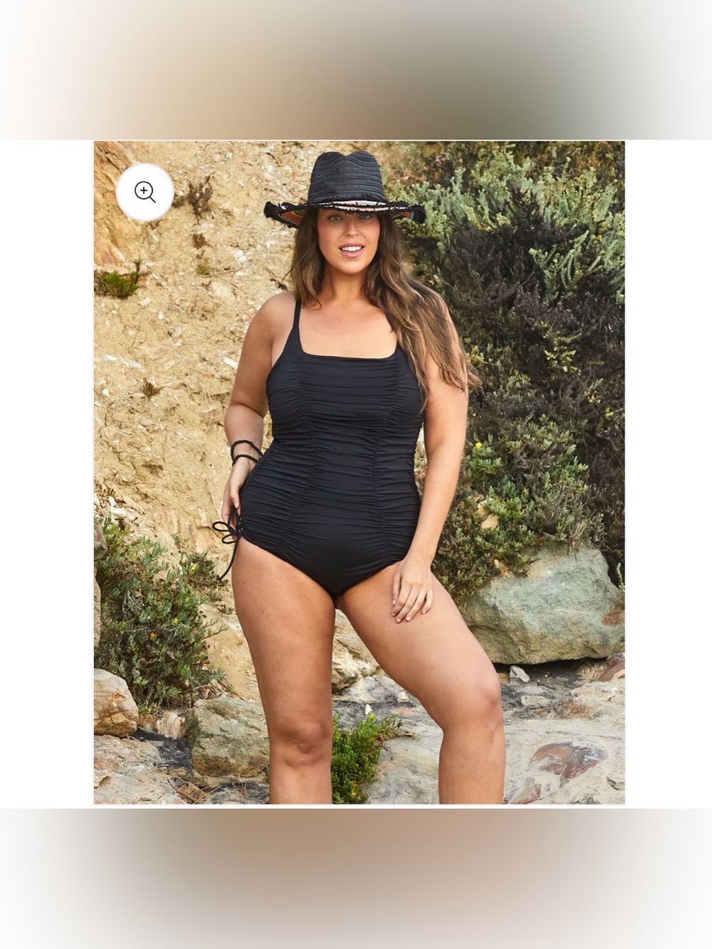 BECCA Black Ruched One-Piece Swimsuit with Side Ties